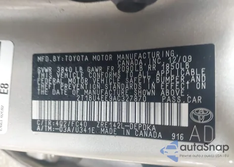 2010 Toyota Corolla Le from USA, damaged, VIN 2T1BU4EE9AC327870